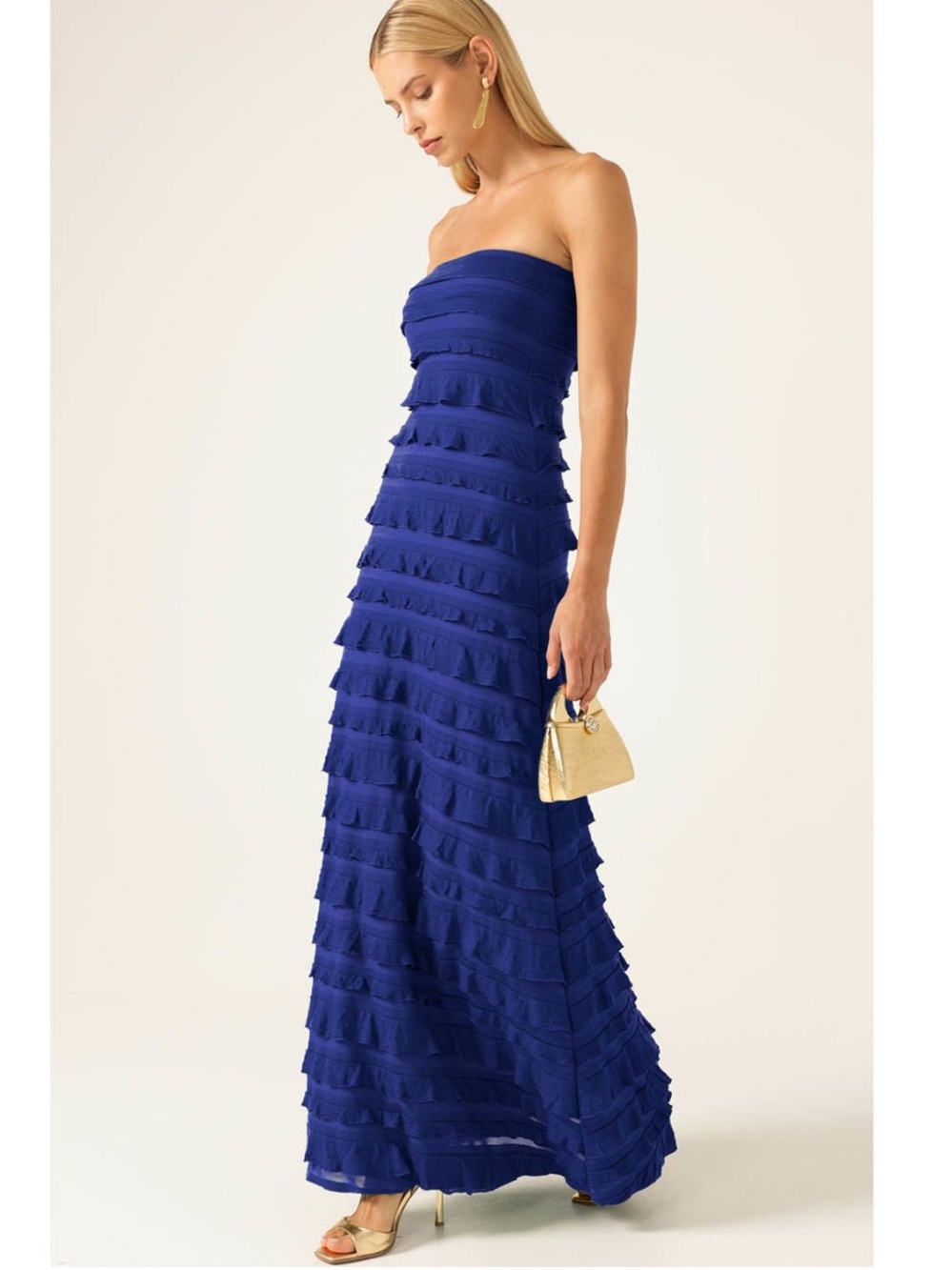 Tadashi Shoji Royal Blue Strapless Evening Gown sz 14